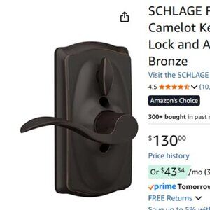 SCHLAGE FE595 CAM 716 ACC Camelot Keypad Entry with Flex-Lock and Accent Levers,